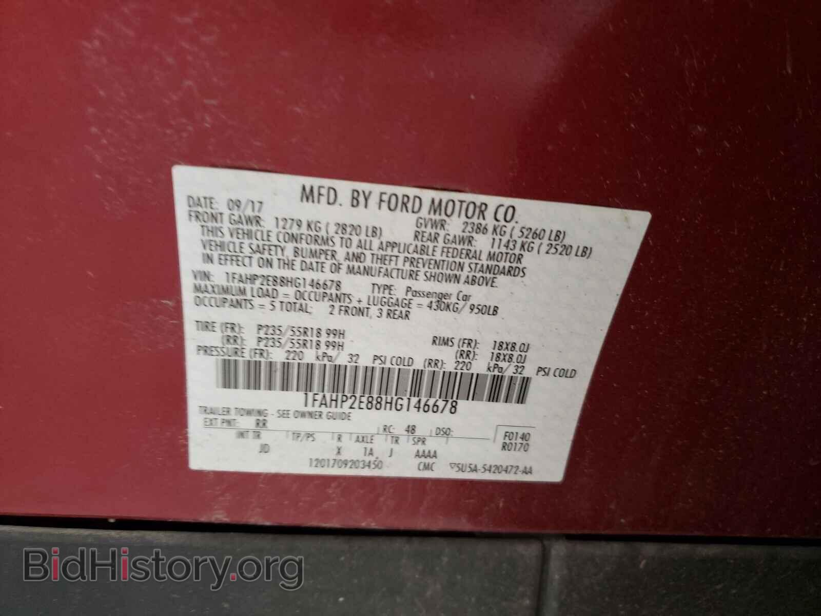 2017 FORD TAURUS - VIN: 1FAHP2E88HG146678 - Фото 10