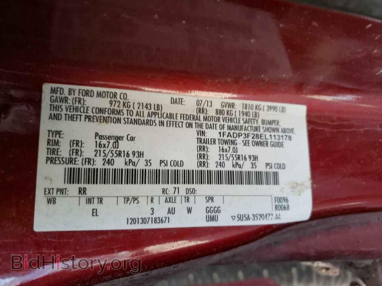 2014 FORD FOCUS - VIN: 1FADP3F28EL113178 - Фото 10