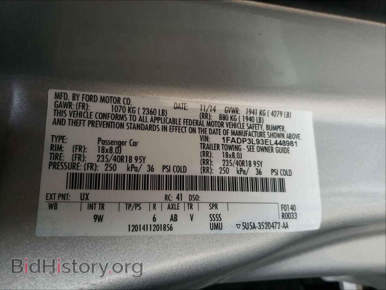 2014 FORD FOCUS - VIN: 1FADP3L93EL448981 - Фото 10