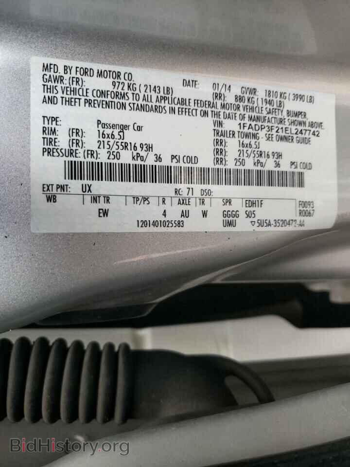 2014 FORD FOCUS - VIN: 1FADP3F21EL247742 - Фото 10