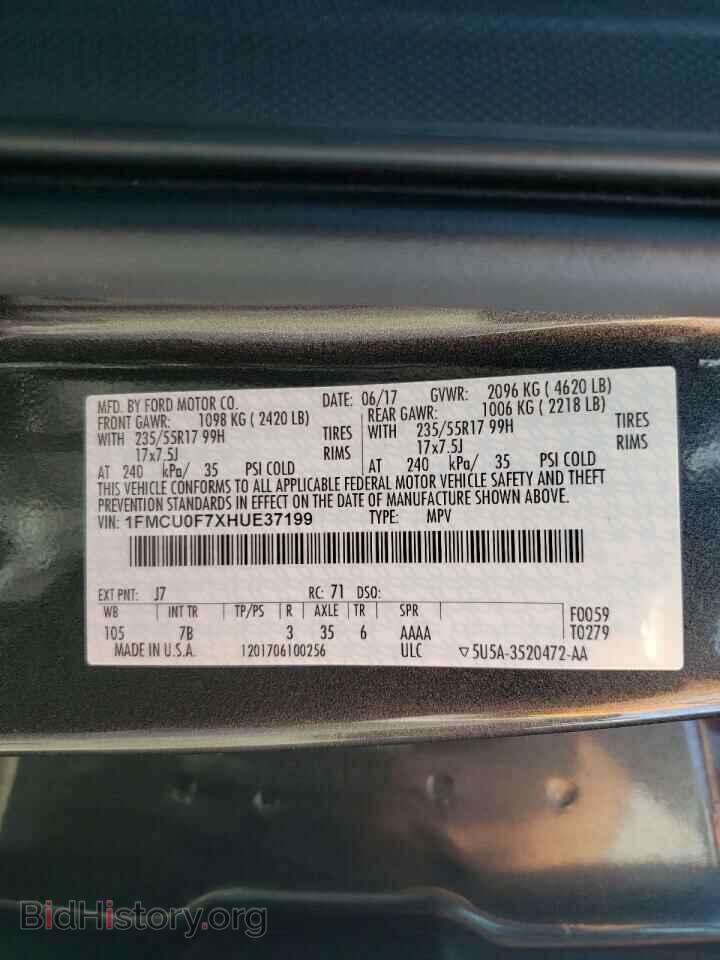 2017 FORD ESCAPE - VIN: 1FMCU0F7XHUE37199 - Фото 10