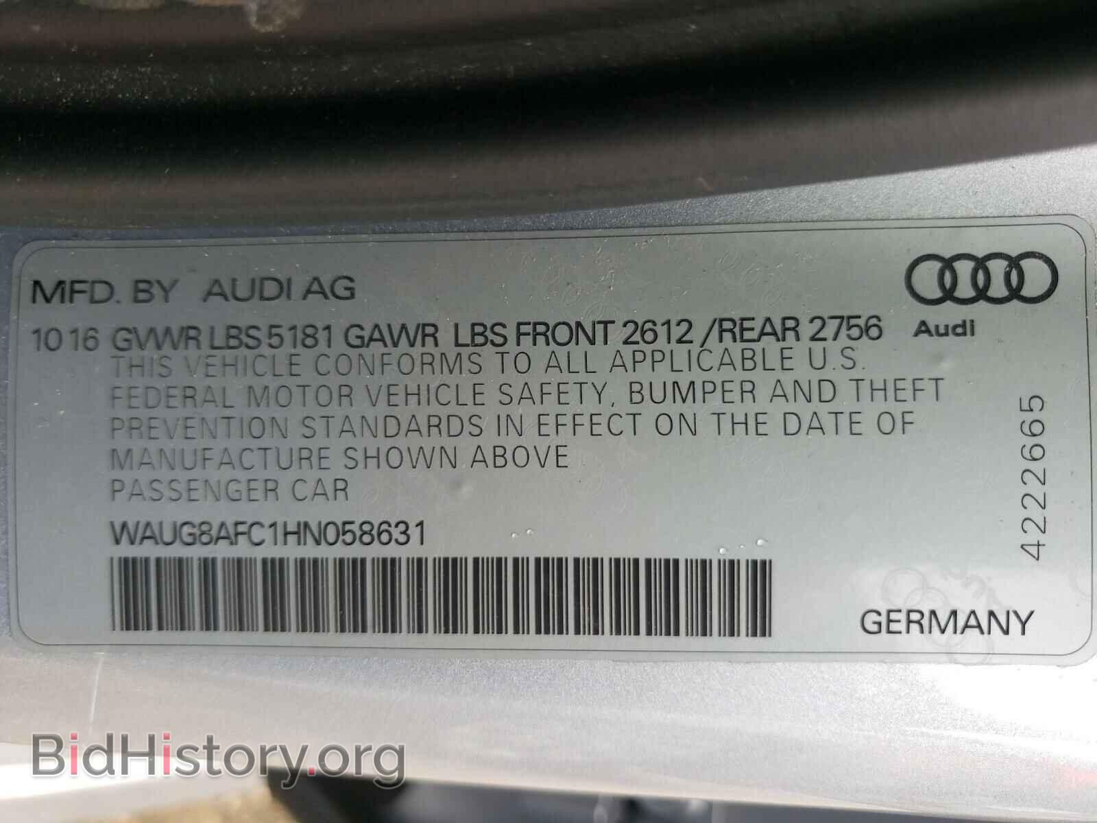 2017 AUDI A6 - VIN: WAUG8AFC1HN058631 - Фото 10