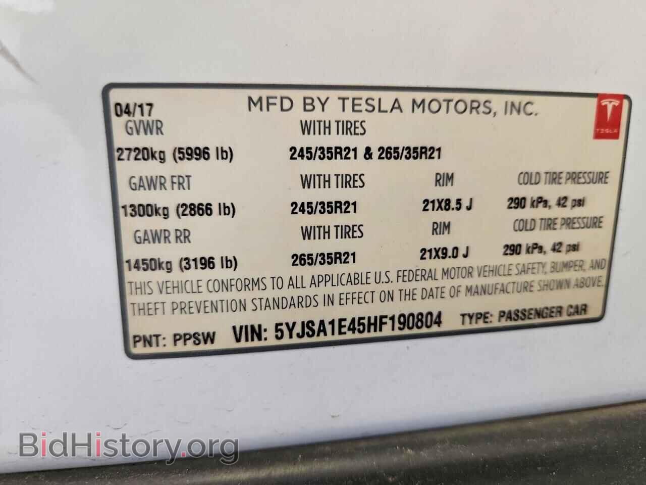 2017 TESLA MODEL S - VIN: 5YJSA1E45HF190804 - Photo 12