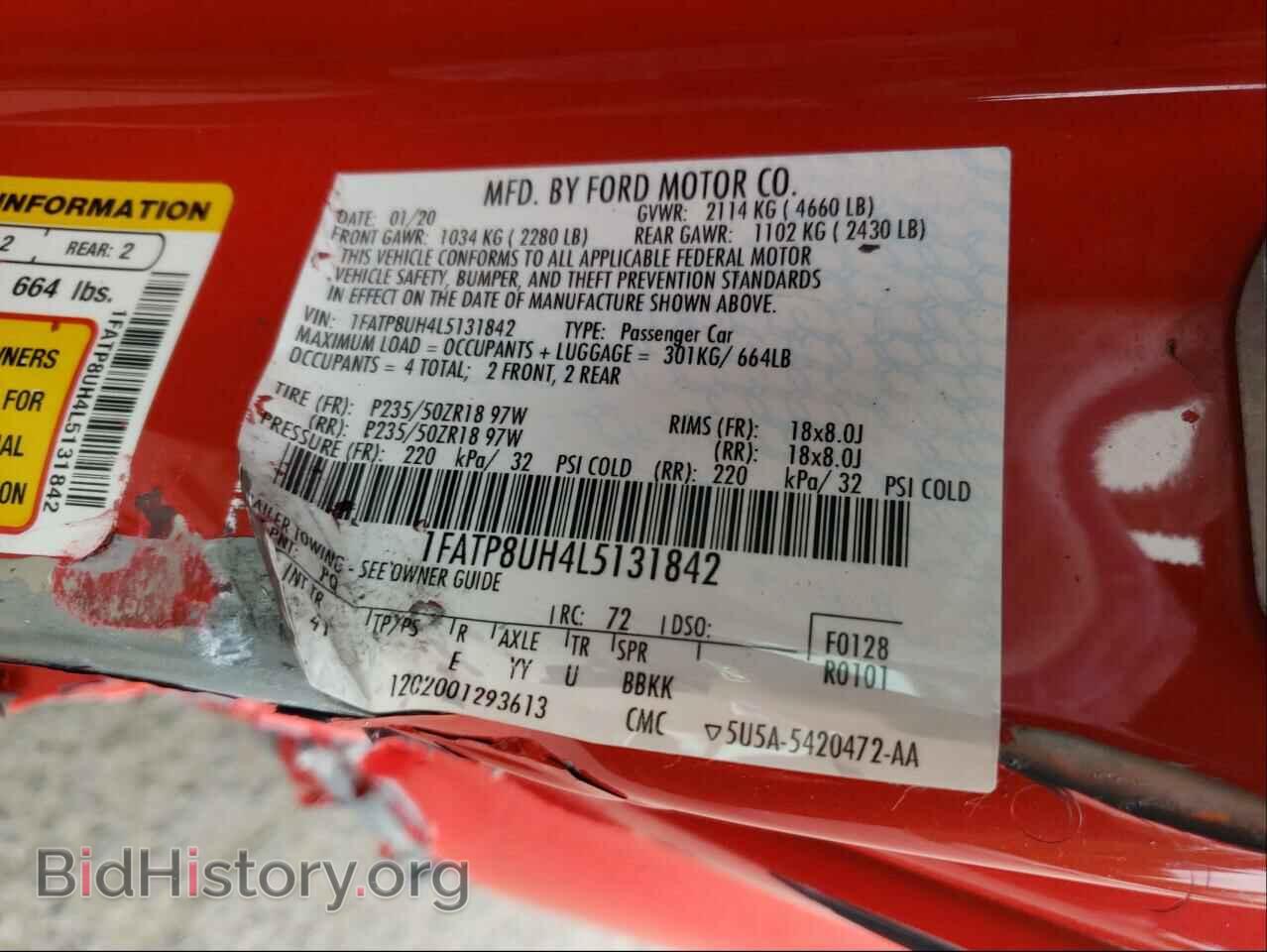 2020 FORD MUSTANG - VIN: 1FATP8UH4L5131842 - Фото 10