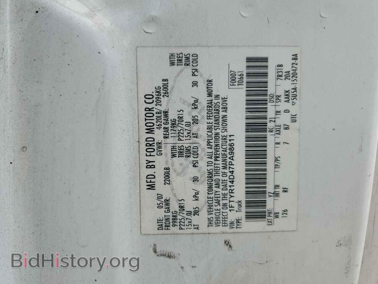 2007 FORD RANGER - VIN: 1FTYR14D47PA98611 - Фото 15