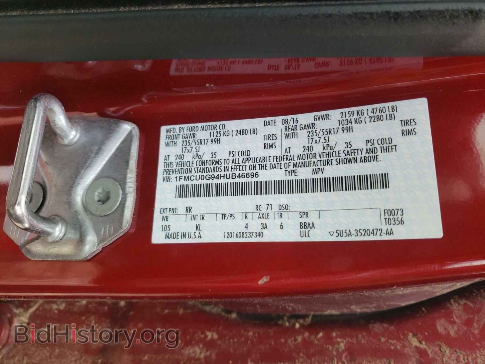 2017 FORD ESCAPE - VIN: 1FMCU0G94HUB46696 - Photo 10