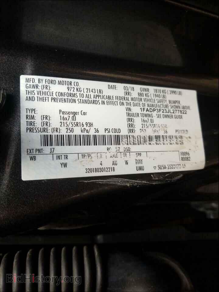 2018 FORD FOCUS - VIN: 1FADP3F23JL277822 - Фото 10