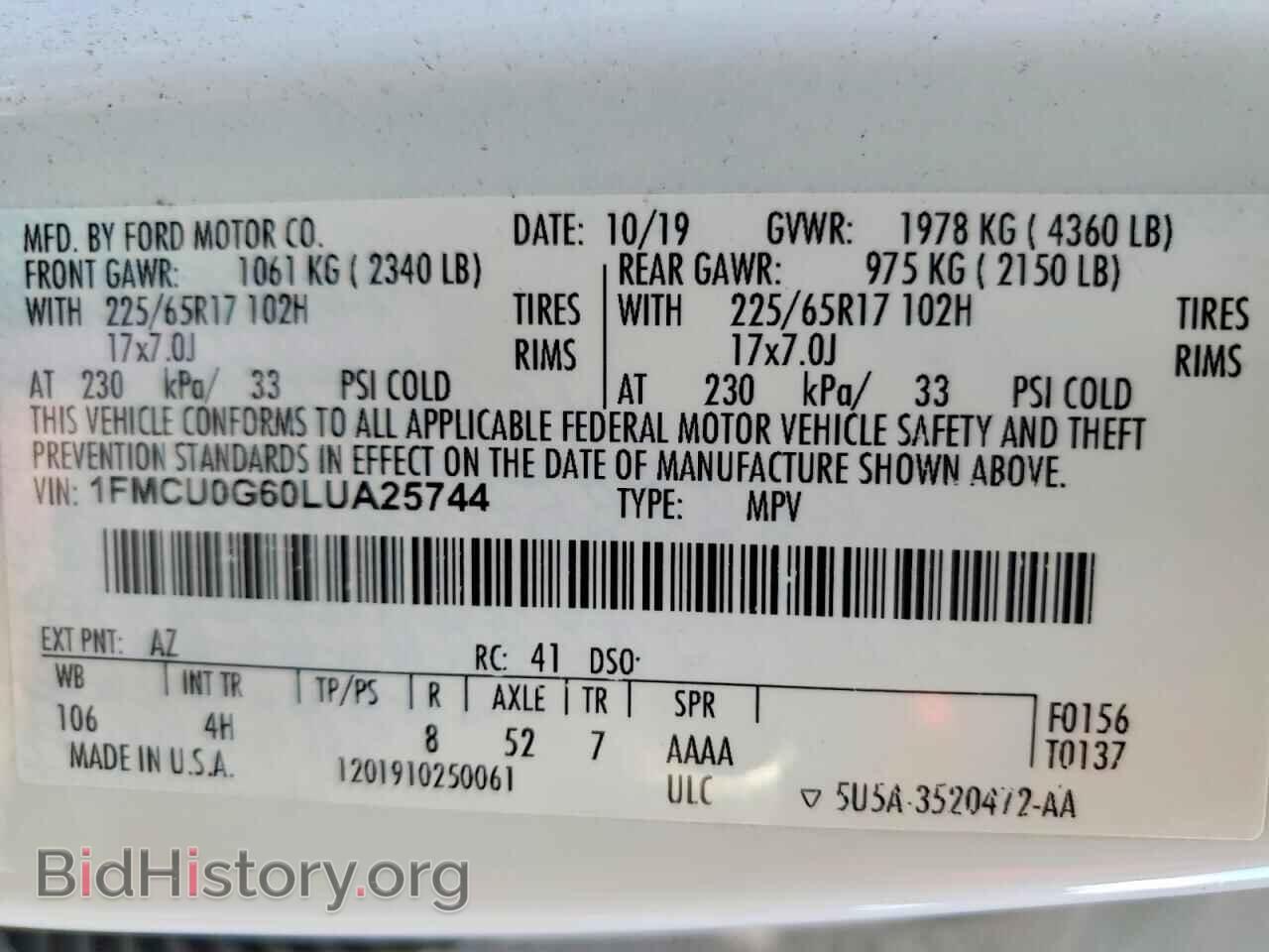 2020 FORD ESCAPE - VIN: 1FMCU0G60LUA25744 - Photo 12