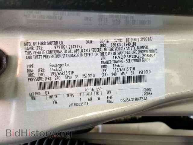 2016 FORD FOCUS - VIN: 1FADP3E20GL298461 - Photo 10