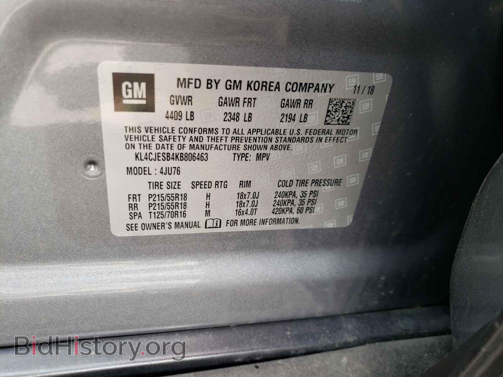 2019 BUICK ENCORE - VIN: KL4CJESB4KB806463 - Фото 10