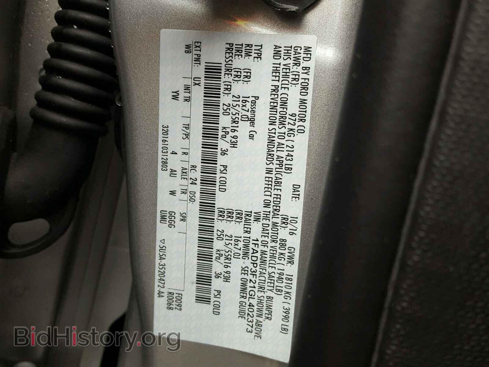 2016 FORD FOCUS - VIN: 1FADP3F21GL402373 - Photo 10