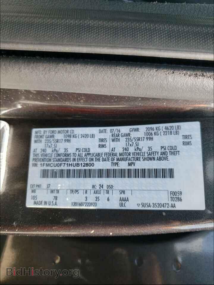 2017 FORD ESCAPE - VIN: 1FMCU0F71HUB12800 - Photo 10