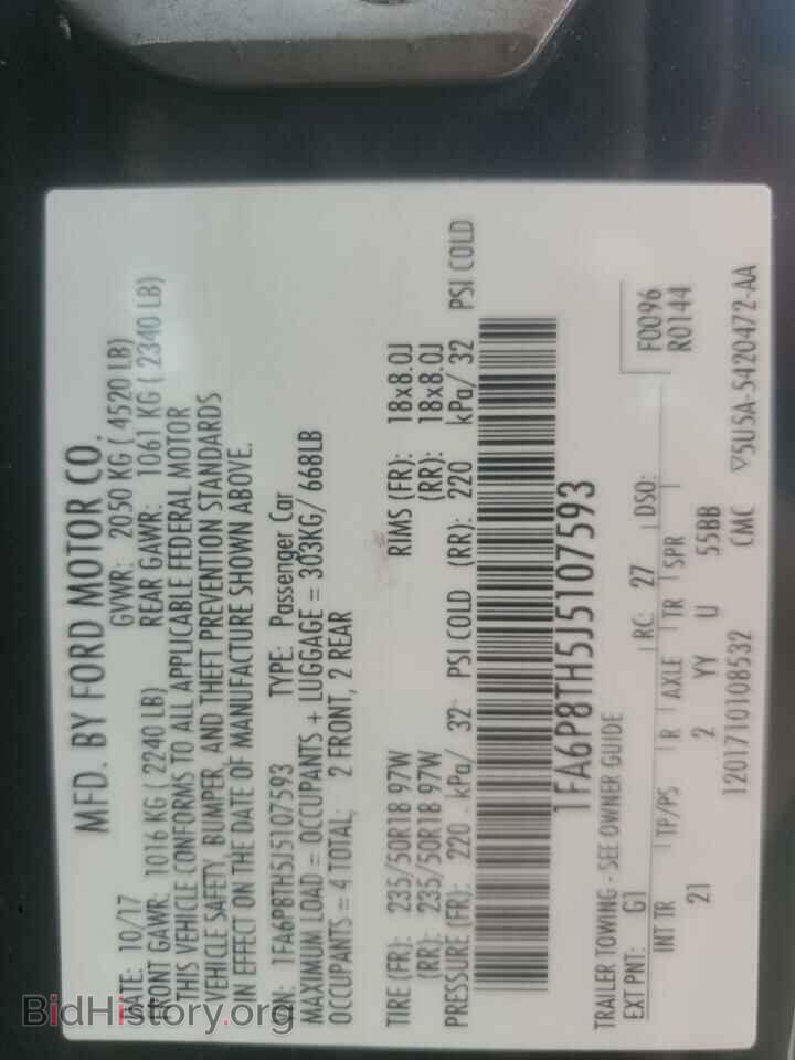 2018 FORD ALL Models - VIN: 1FA6P8TH5J5107593 - Фото 12