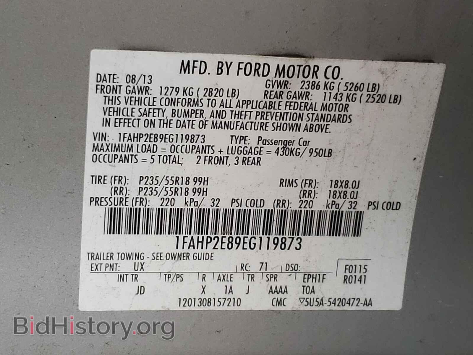 2014 FORD TAURUS - VIN: 1FAHP2E89EG119873 - Photo 10