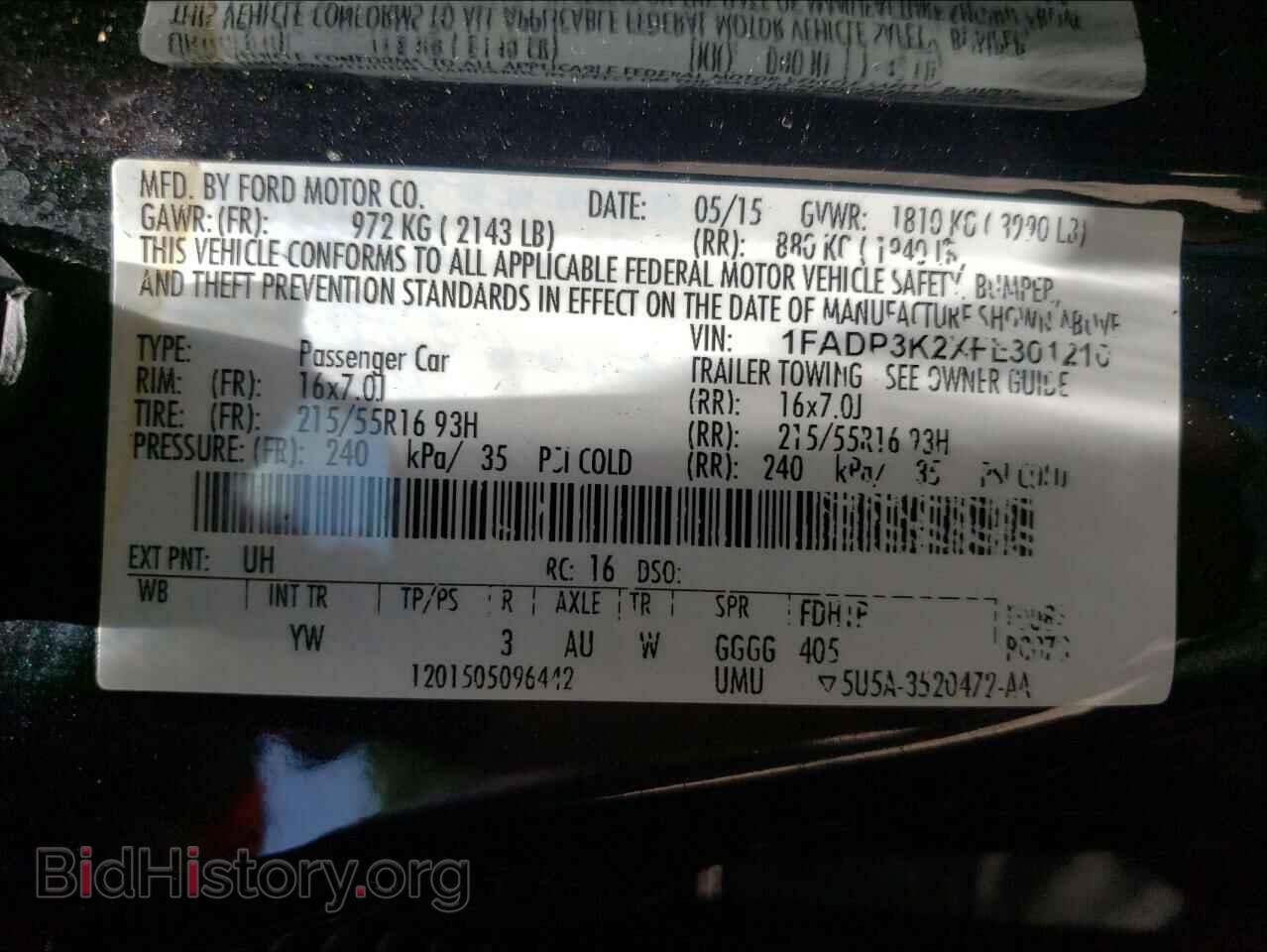 2015 FORD FOCUS - VIN: 1FADP3K2XFL301210 - Фото 10