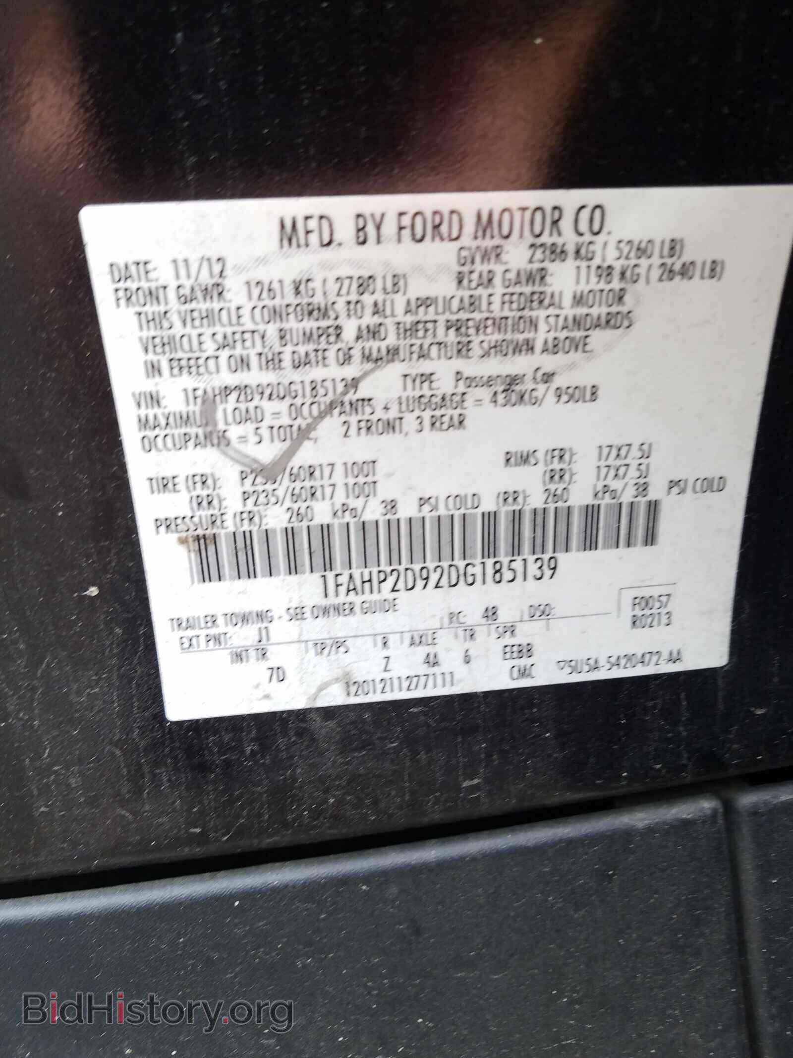 2013 FORD TAURUS - VIN: 1FAHP2D92DG185139 - Фото 10