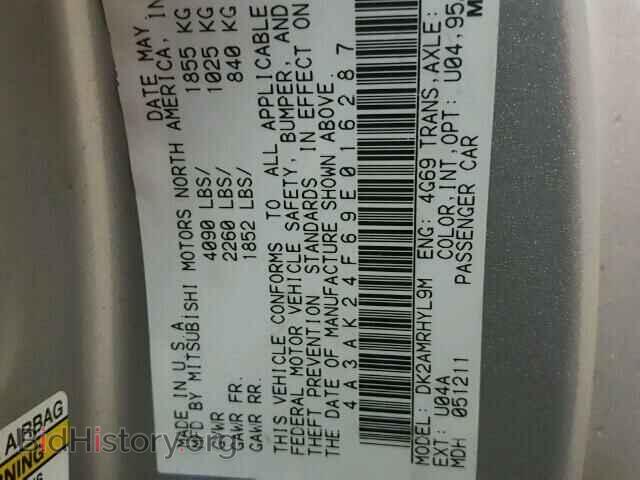 2009 MITSUBISHI ECLIPSE - VIN: 4A3AK24F69E016287 - Фото 10