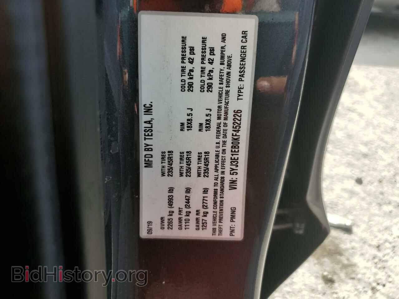 2019 TESLA MODEL 3 - VIN: 5YJ3E1EB0KF452226 - Photo 12