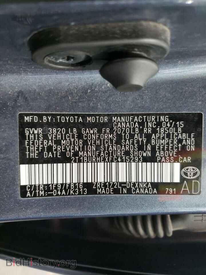 2015 TOYOTA COROLLA - VIN: 2T1BURHEXFC415293 - Фото 10