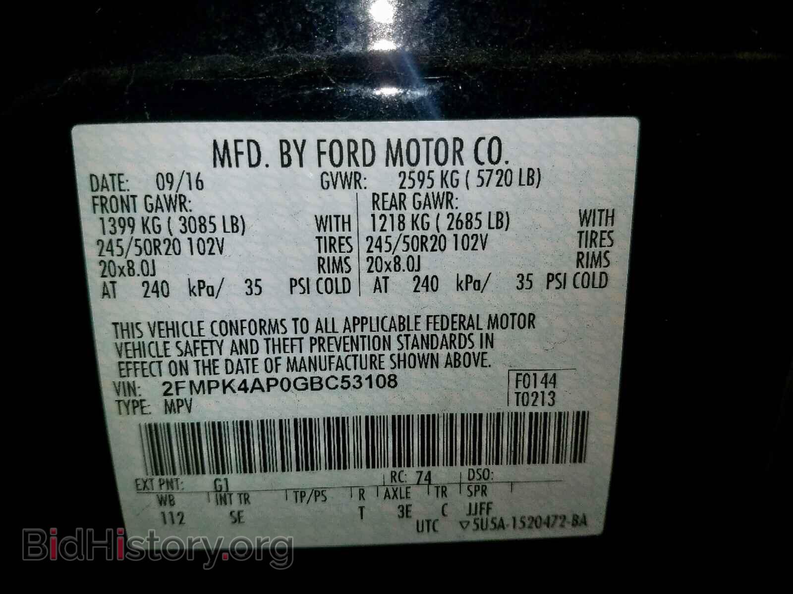 2016 FORD EDGE - VIN: 2FMPK4AP0GBC53108 - Фото 10