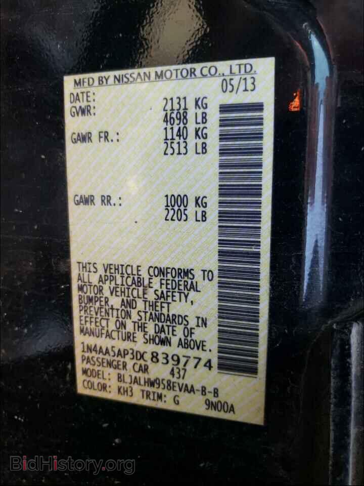 2013 NISSAN MAXIMA - VIN: 1N4AA5AP3DC839774 - Фото 10