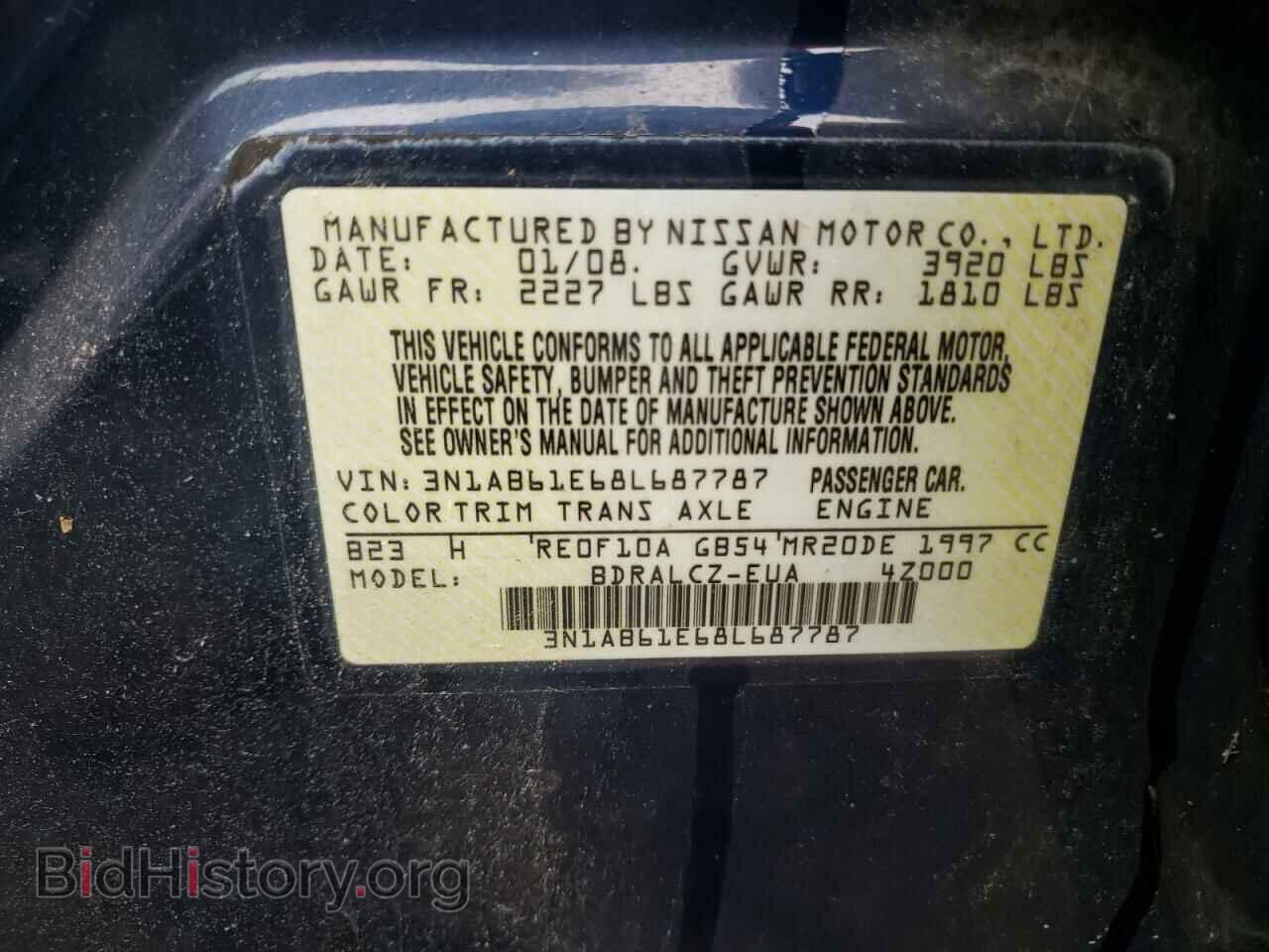 2008 NISSAN SENTRA - VIN: 3N1AB61E68L687787 - Фото 10