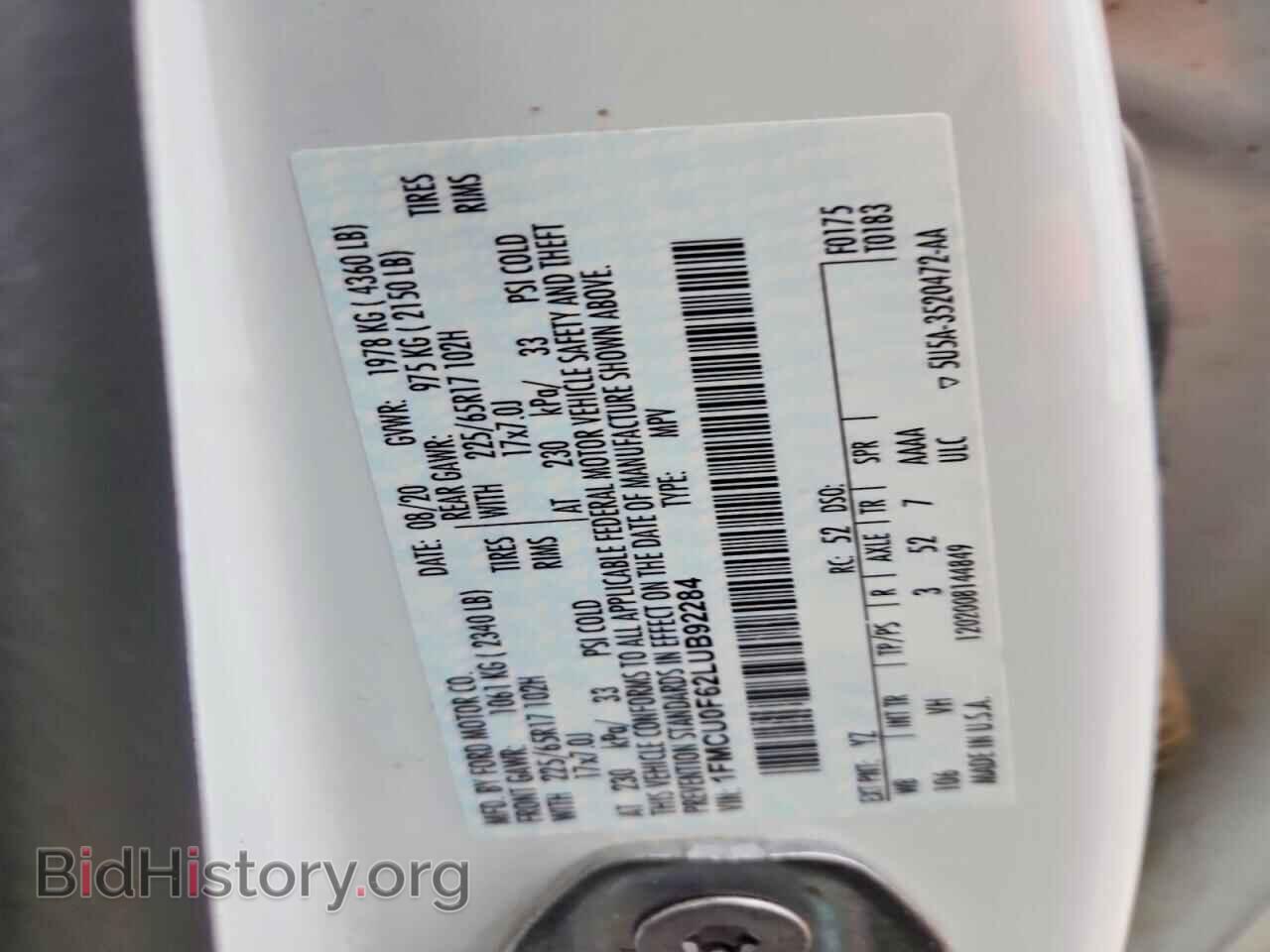 2020 FORD ESCAPE - VIN: 1FMCU0F62LUB92284 - Фото 13