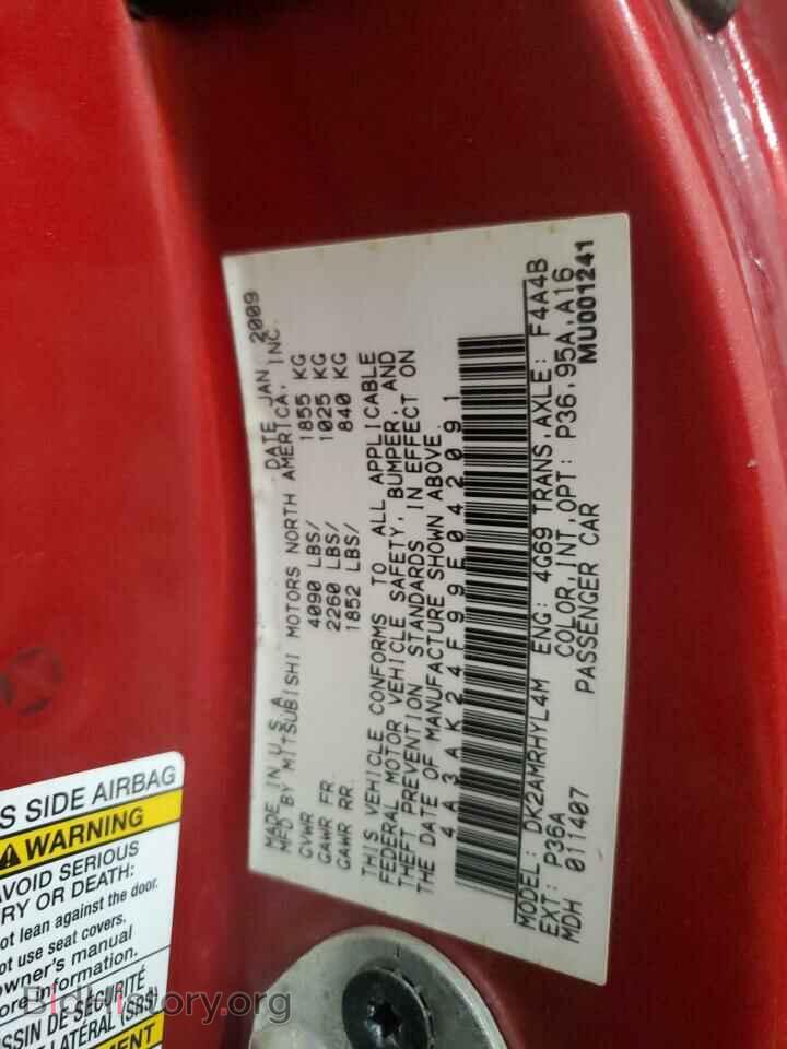 2009 MITSUBISHI ECLIPSE - VIN: 4A3AK24F99E042091 - Фото 12