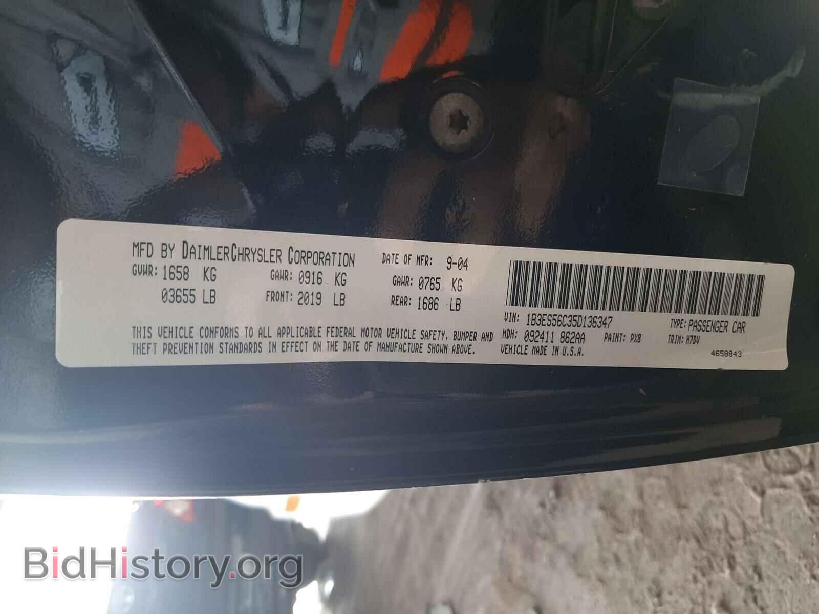 2005 DODGE NEON - VIN: 1B3ES56C35D136347 - Фото 10