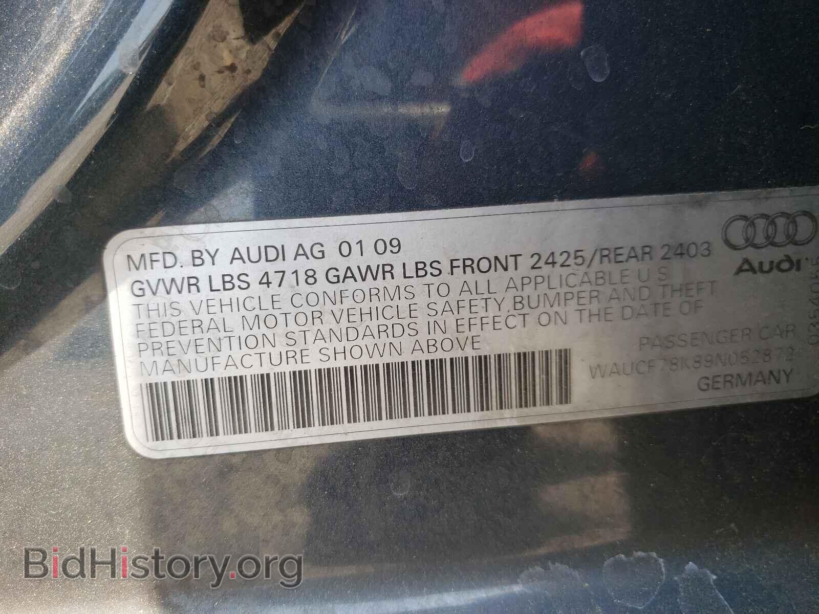 2009 AUDI A4 - VIN: WAUCF78K89N052872 - Фото 10