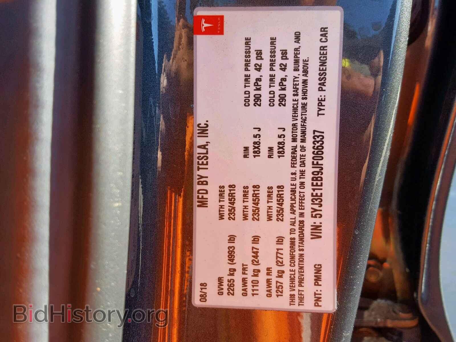 2018 TESLA MODEL 3 - VIN: 5YJ3E1EB9JF066337 - Photo 10