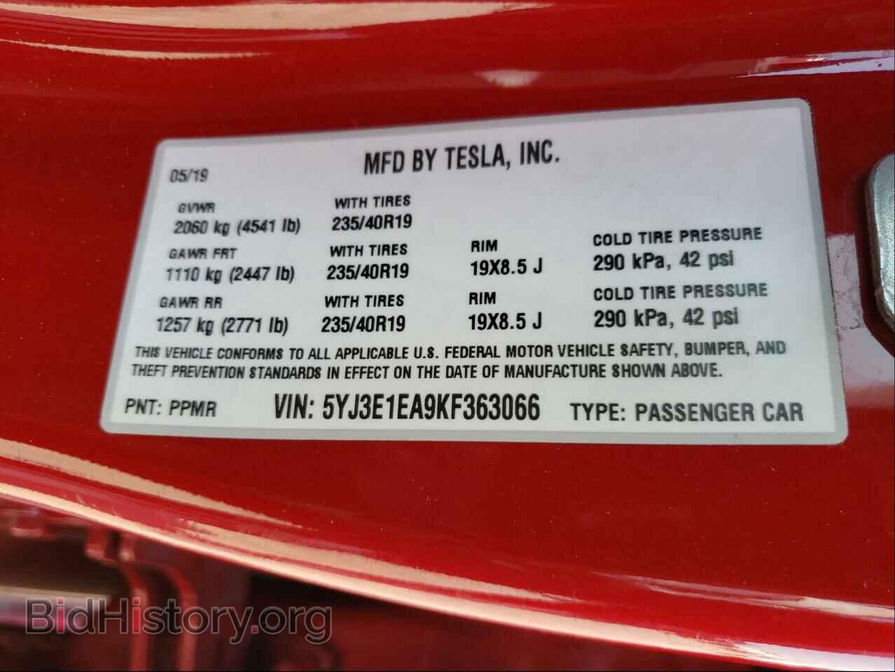 2019 TESLA MODEL 3 - VIN: 5YJ3E1EA9KF363066 - Photo 10
