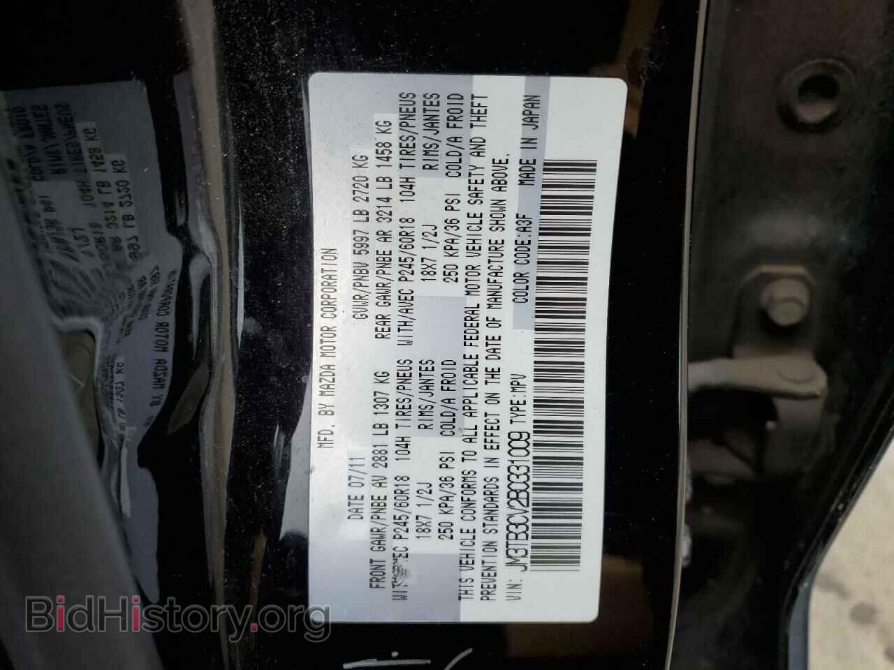 2011 MAZDA CX-9 - VIN: JM3TB3CV2B0331009 - Фото 13