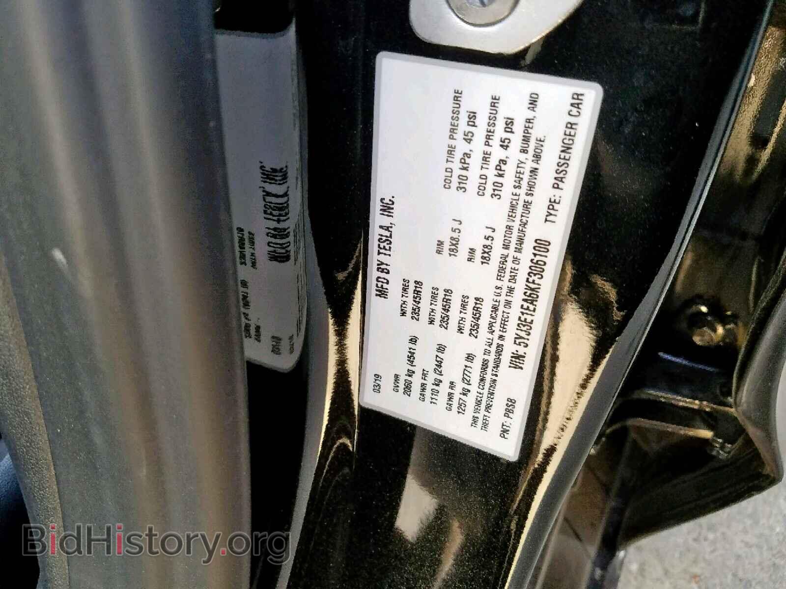 2019 TESLA MODEL 3 - VIN: 5YJ3E1EA6KF306100 - Photo 10