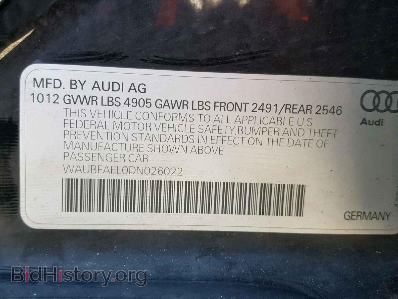 2013 AUDI A4 - VIN: WAUBFAFL0DN026022 - Фото 10