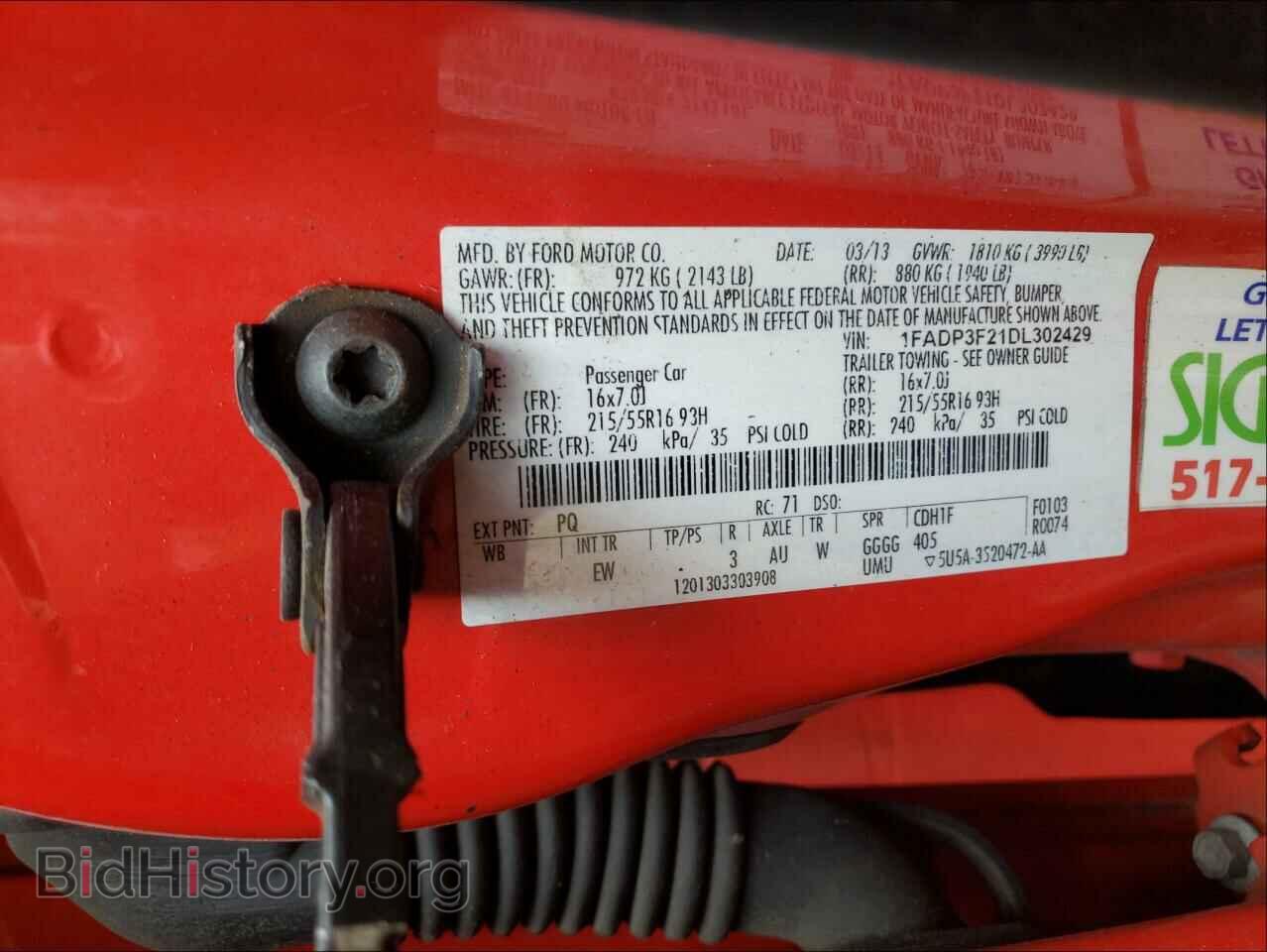2013 FORD FOCUS - VIN: 1FADP3F21DL302429 - Фото 10