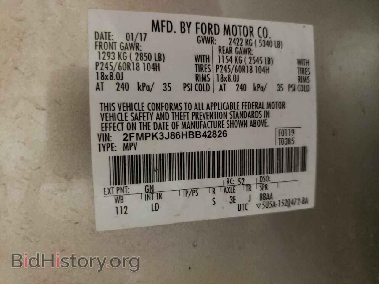 2017 FORD EDGE - VIN: 2FMPK3J86HBB42826 - Photo 10