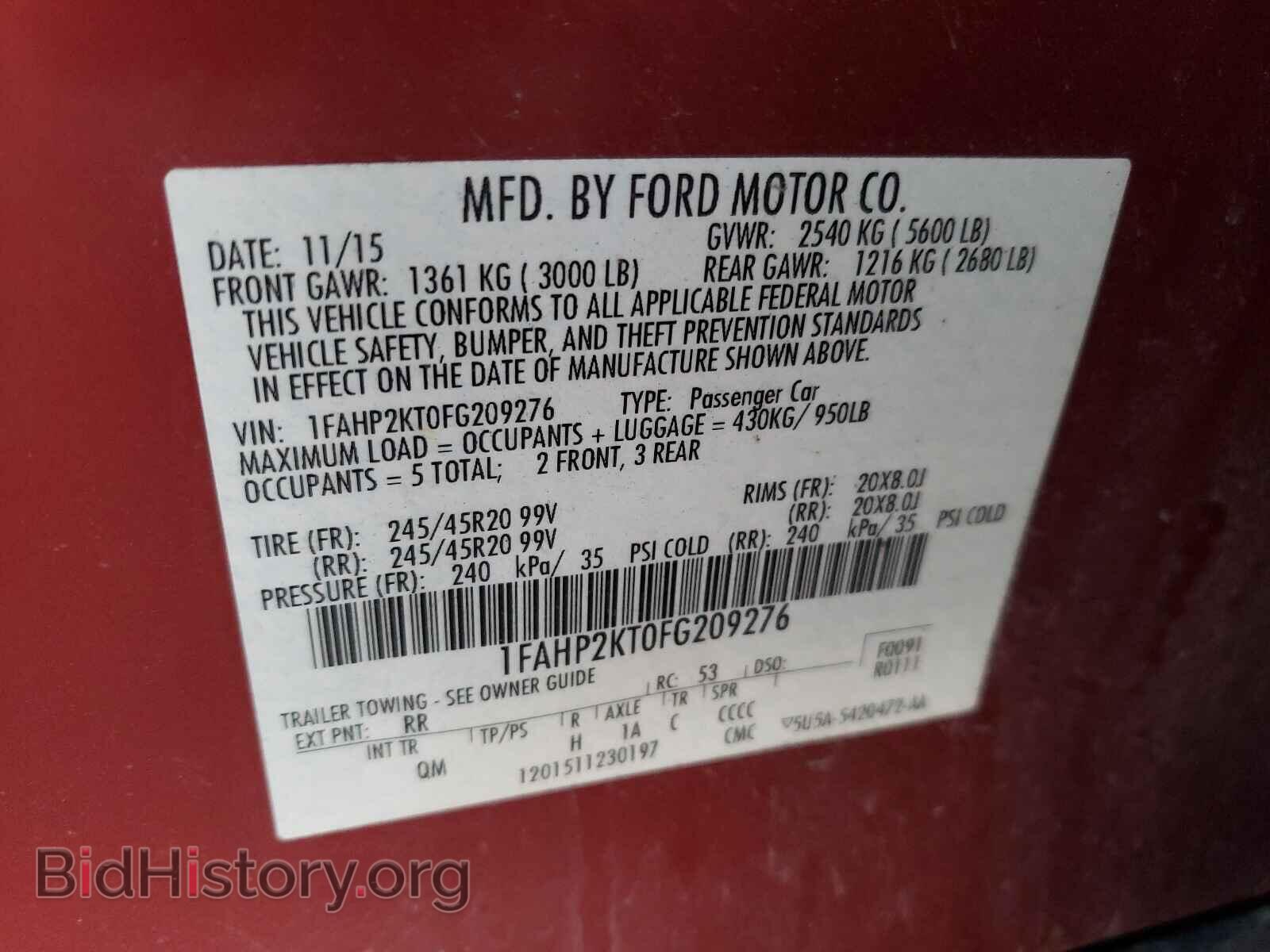 2015 FORD TAURUS - VIN: 1FAHP2KT0FG209276 - Photo 10
