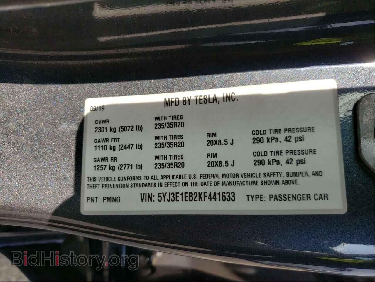 2019 TESLA MODEL 3 - VIN: 5YJ3E1EB2KF441633 - Фото 10