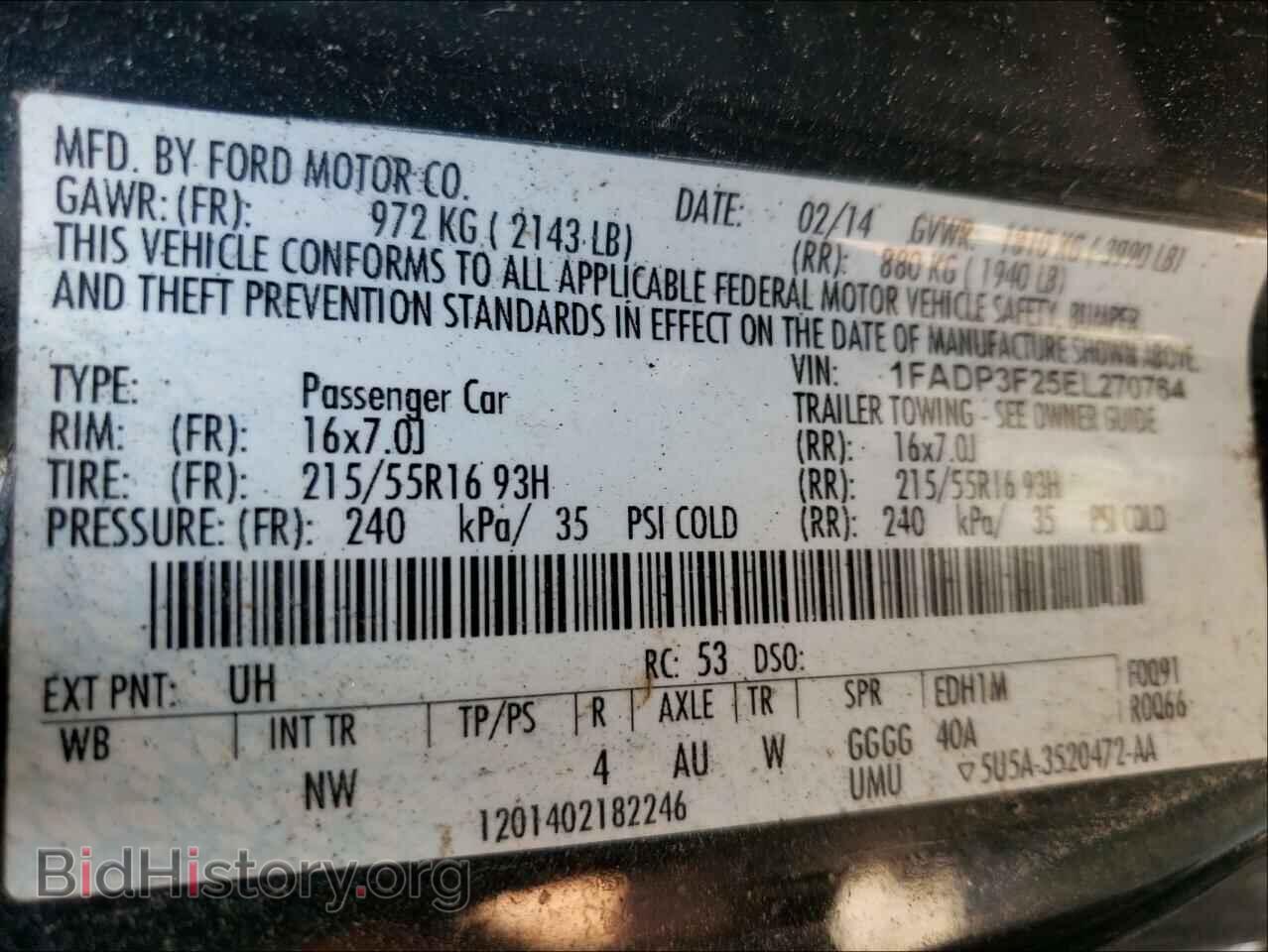 2014 FORD FOCUS - VIN: 1FADP3F25EL270764 - Фото 10