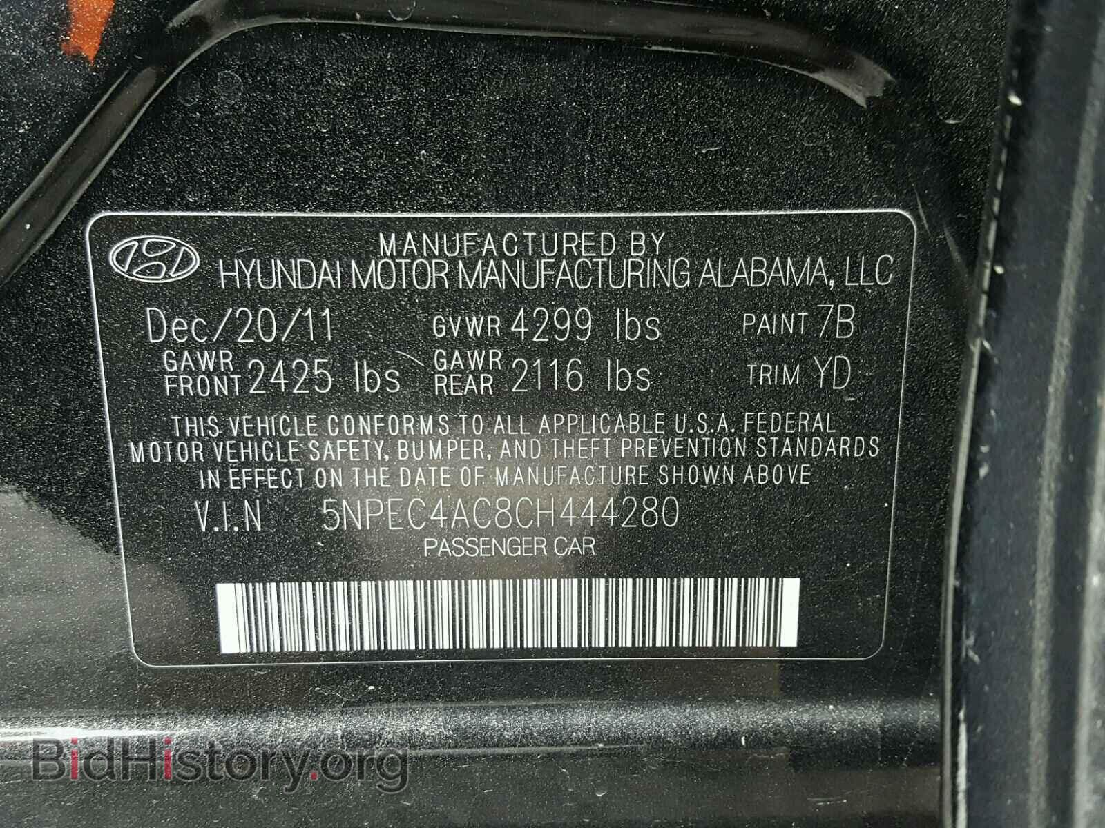 2012 HYUNDAI SONATA - VIN: 5NPEC4AC8CH444280 - Фото 10