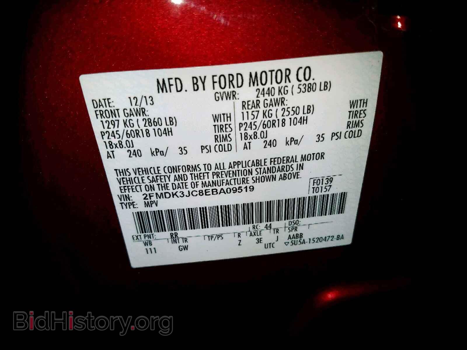 2014 FORD EDGE SEL - VIN: 2FMDK3JC8EBA09519 - Photo 10
