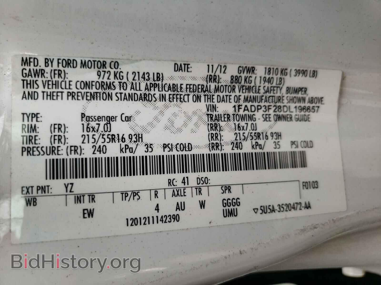2013 FORD FOCUS - VIN: 1FADP3F28DL196657 - Фото 10