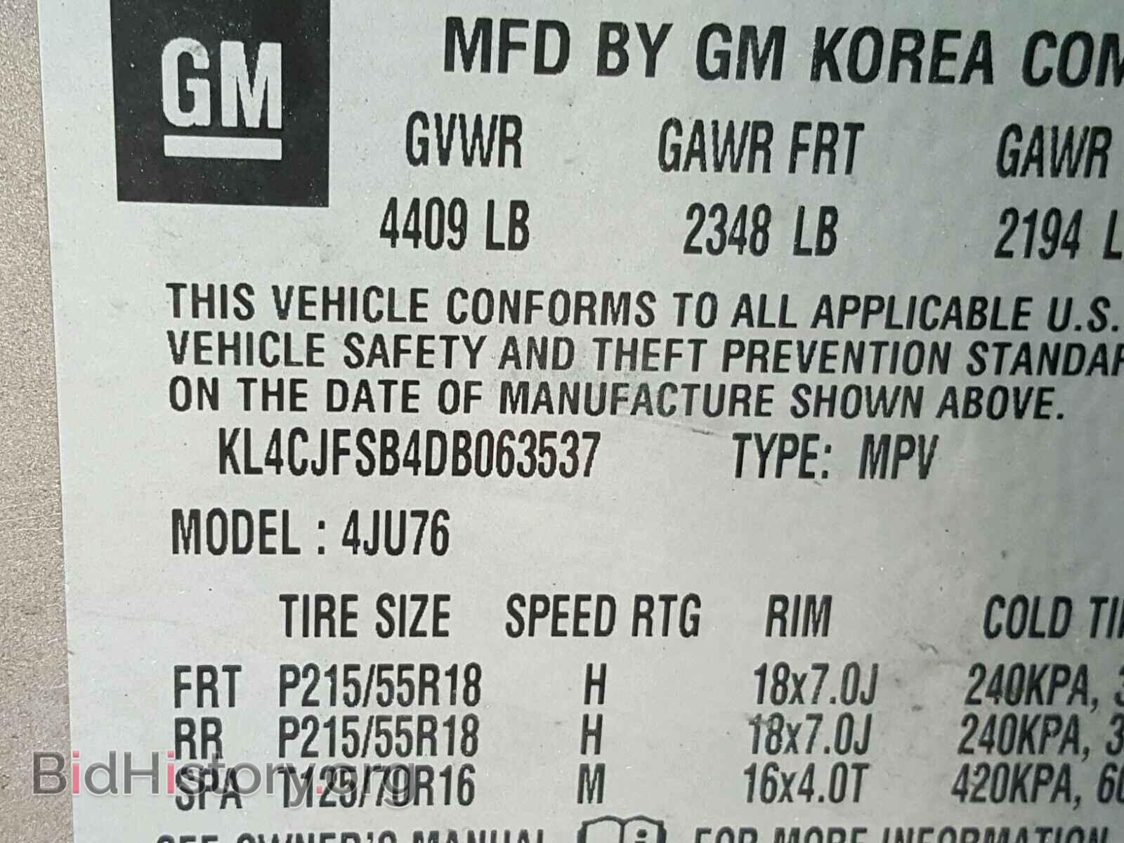2013 BUICK ENCORE CON - VIN: KL4CJFSB4DB063537 - Фото 10