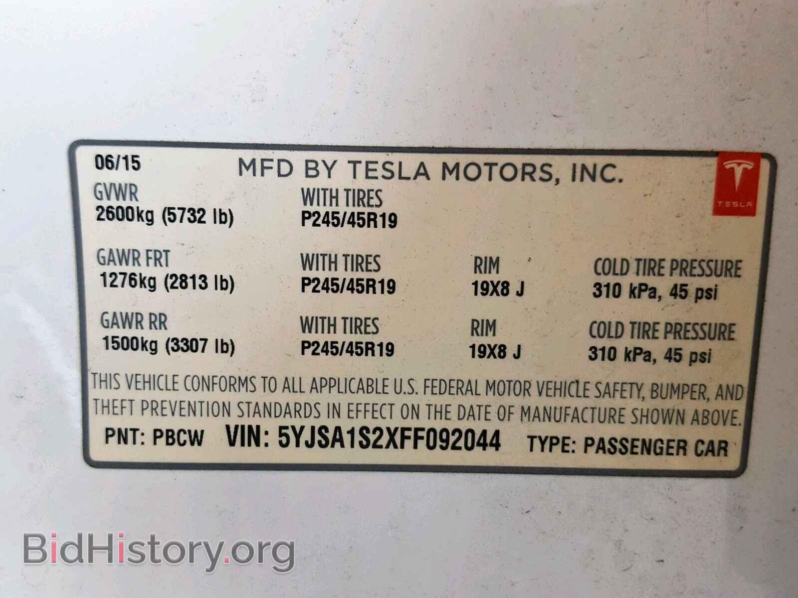 2015 TESLA MODEL S 70 - VIN: 5YJSA1S2XFF092044 - Photo 10