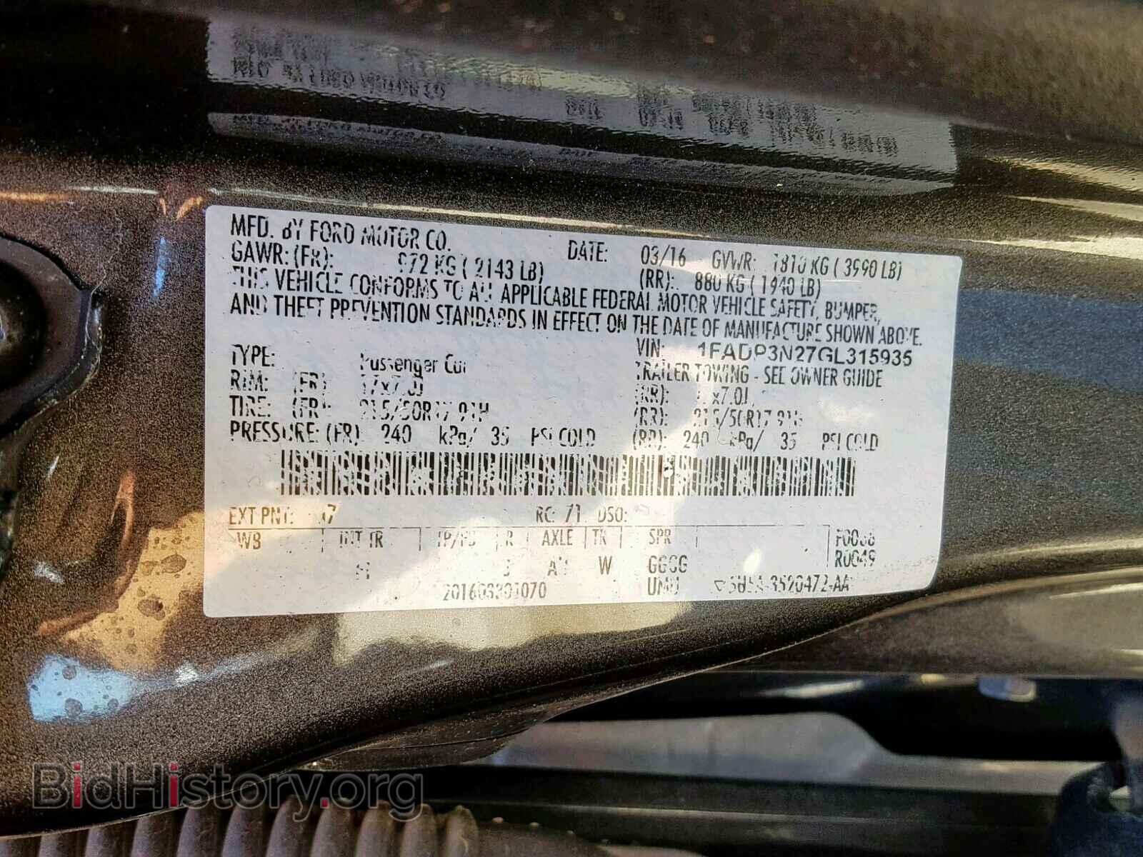 2016 FORD FOCUS - VIN: 1FADP3N27GL315935 - Фото 10