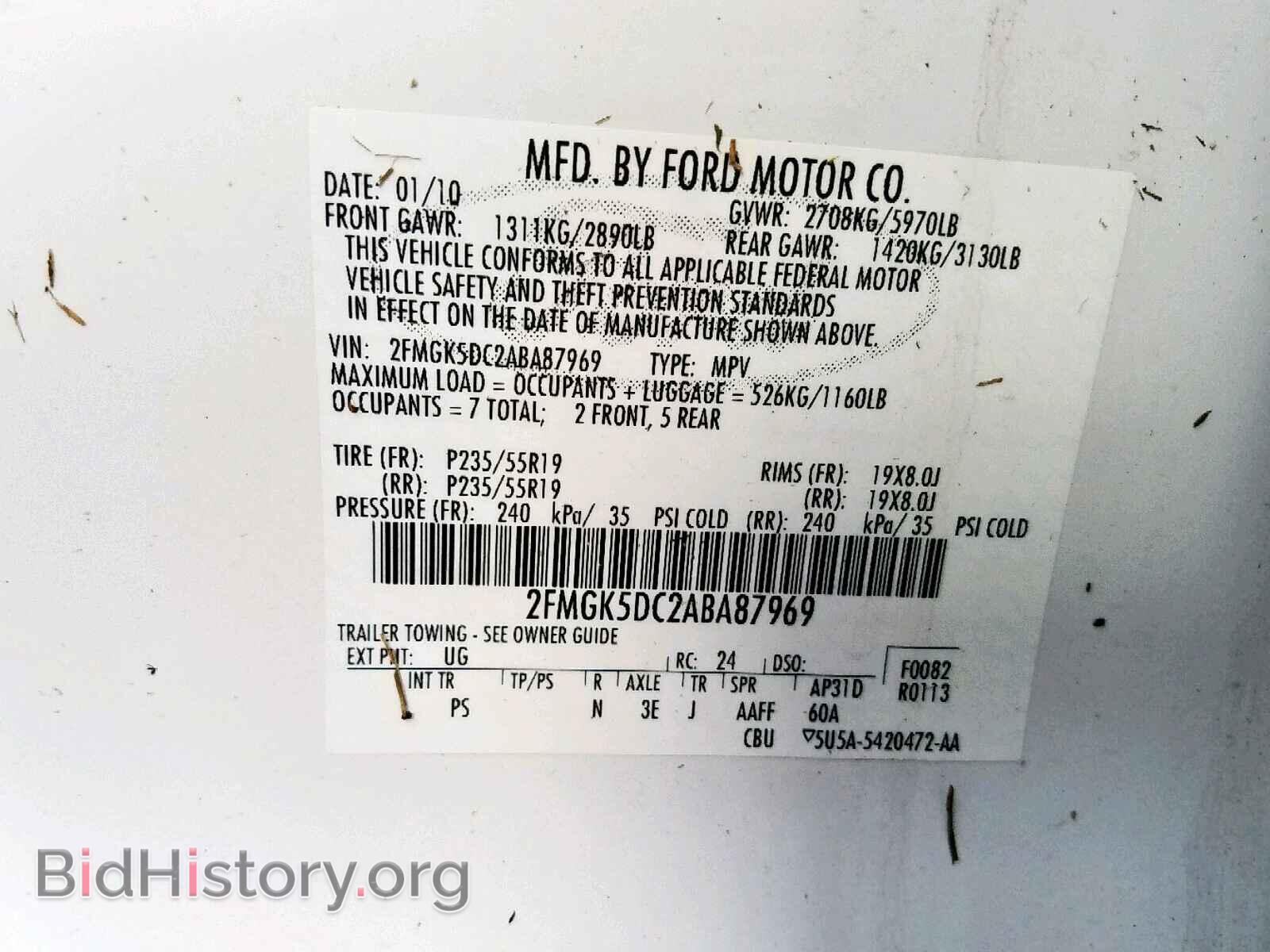 2010 FORD FLEX LIMIT - VIN: 2FMGK5DC2ABA87969 - Photo 10