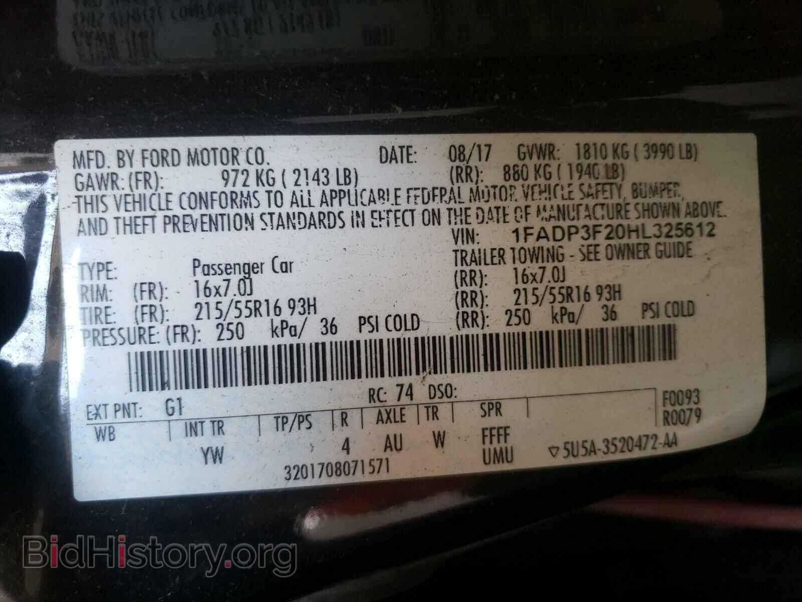 2017 FORD FOCUS - VIN: 1FADP3F20HL325612 - Фото 10