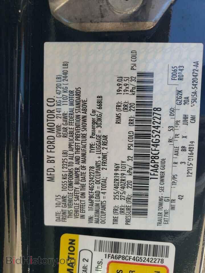 2016 FORD MUSTANG - VIN: 1FA6P8CF4G5242278 - Фото 12