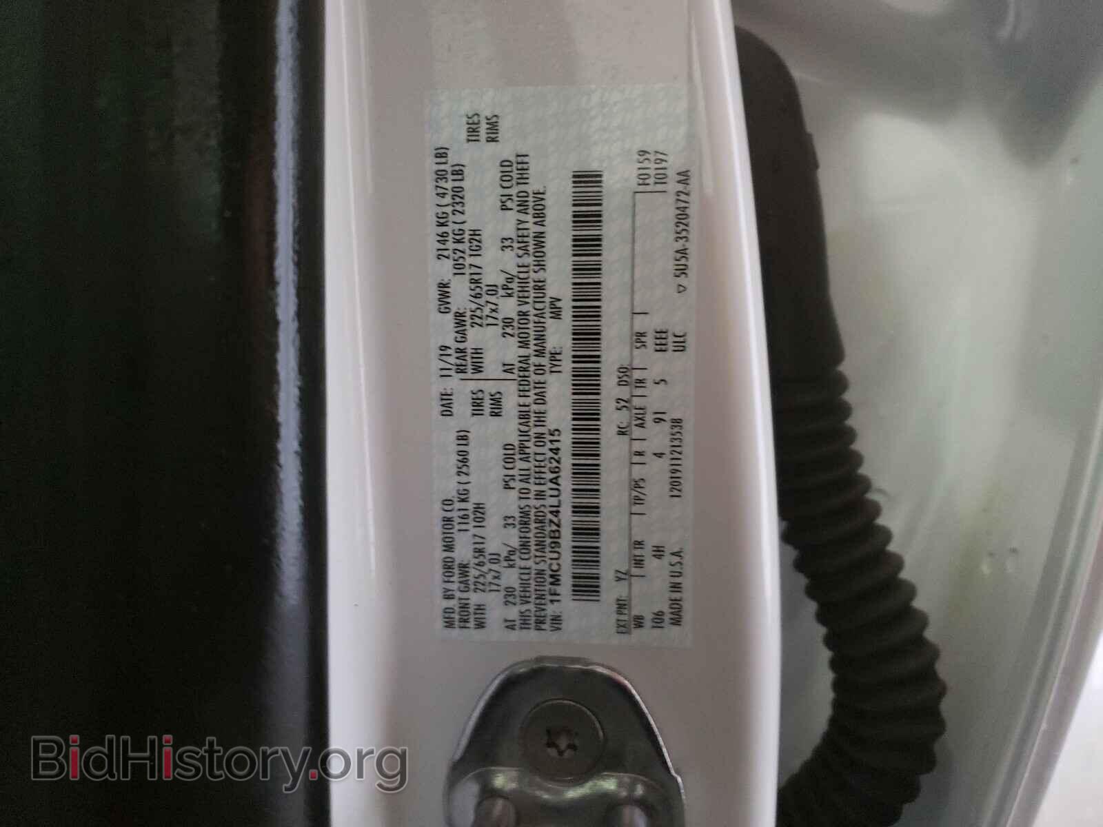 2020 FORD ESCAPE - VIN: 1FMCU9BZ4LUA62415 - Photo 10